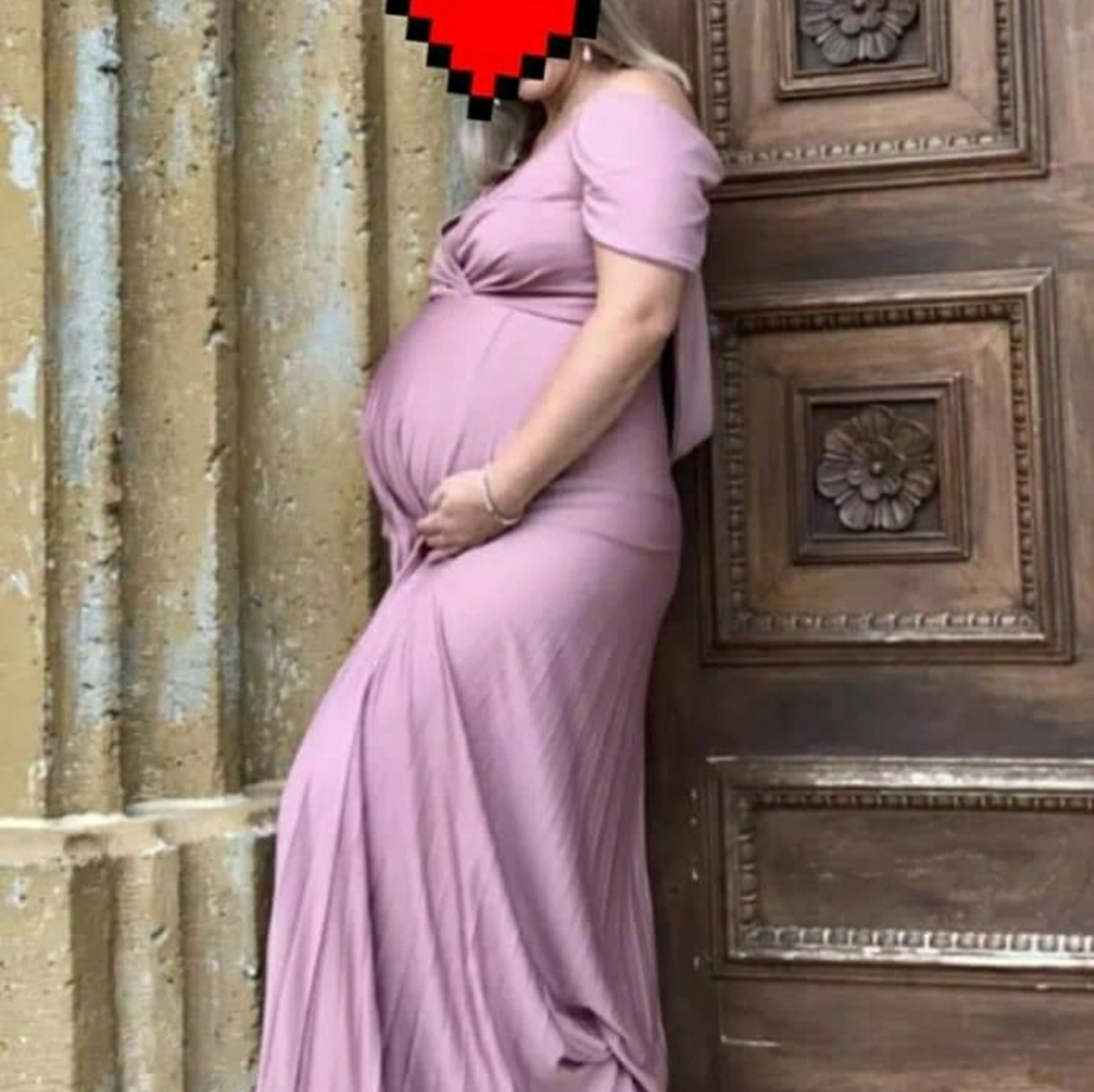 Pink flowing Maternity dress. Size 8